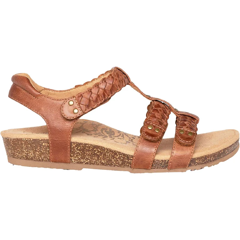 Men's sandals in a neutral color like black or brownWomen's Aetrex Reese Cognac Leather