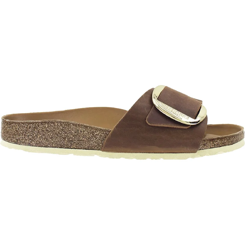 Men's sandals with a durable outer soleWomen's Birkenstock Madrid Big Buckle Cognac Oiled Leather