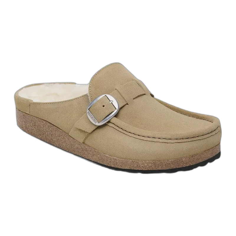 Men's sandals in a neutral color like black or brownBuckley Shearling Suede Leather