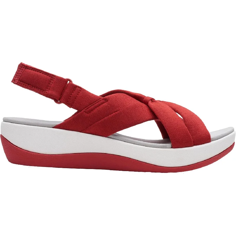 Flip - flop style men's sandals for beach wearWomen's Clarks Cloudsteppers Arla Belle Red Fabric