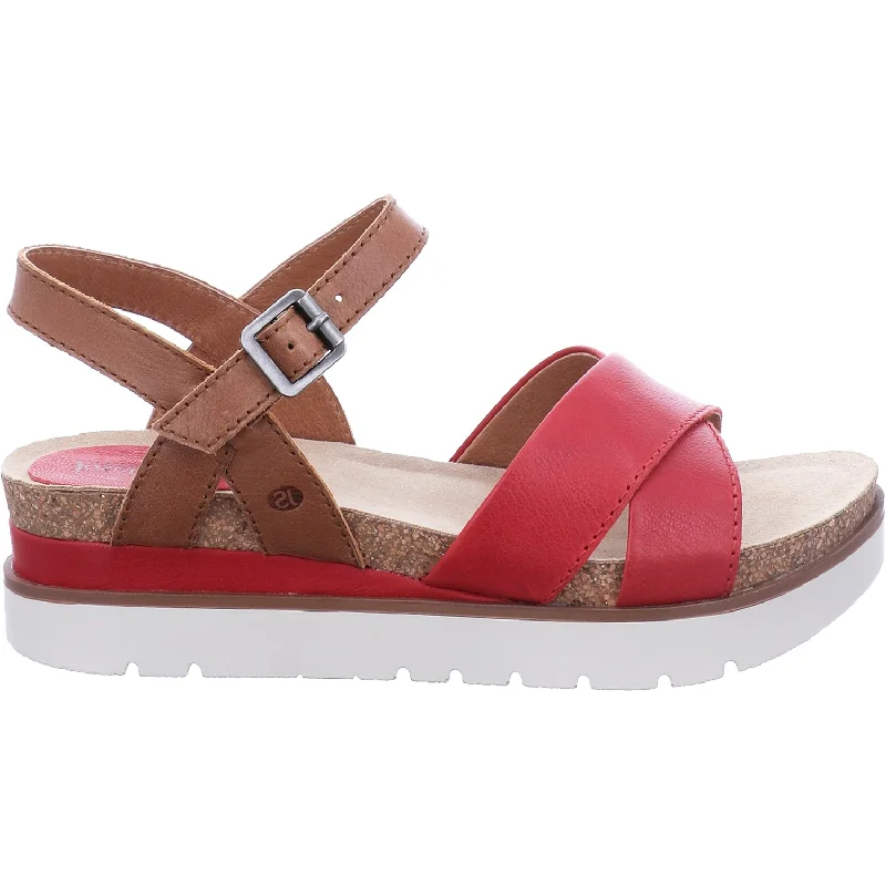 Men's sandals with a flexible sole for easy movementWomen's Josef Seibel Clea 10 Red Combi Leather