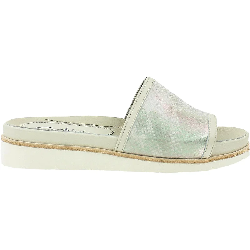 Men's sandals with a pointed toe for a stylish lookWomen's Earthies Crete Off White Metallic Printed Leather