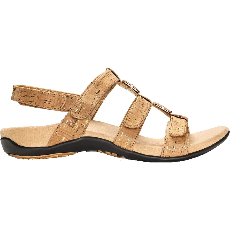 Men's sandals with a decorative buckle or charmWomen's Vionic Amber Gold Cork Synthetic