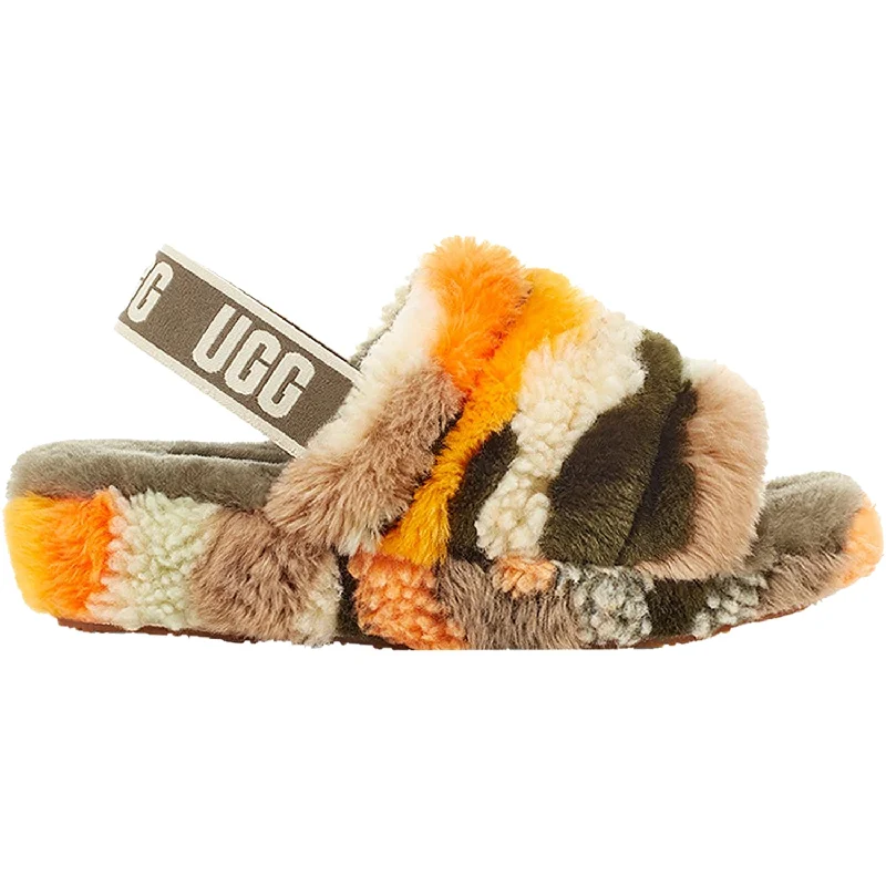 Men's sandals with a rubber sole for tractionWomen's UGG Fluff Yeah Slide Cali Collage Olive Sheepskin