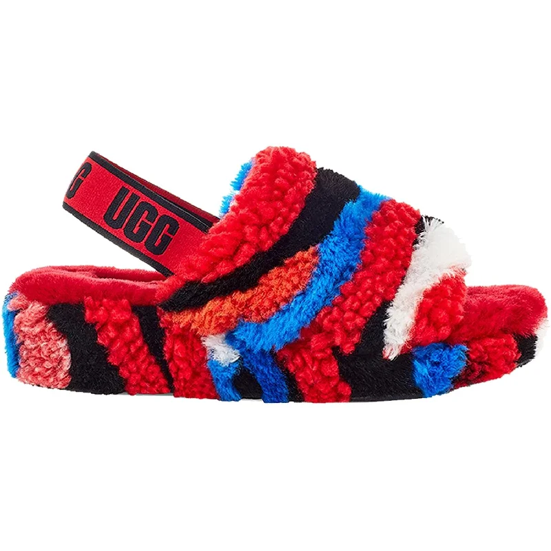 Men's sandals with a pointed toe for a stylish lookWomen's UGG Fluff Yeah Slide Cali Collage Red Sheepskin