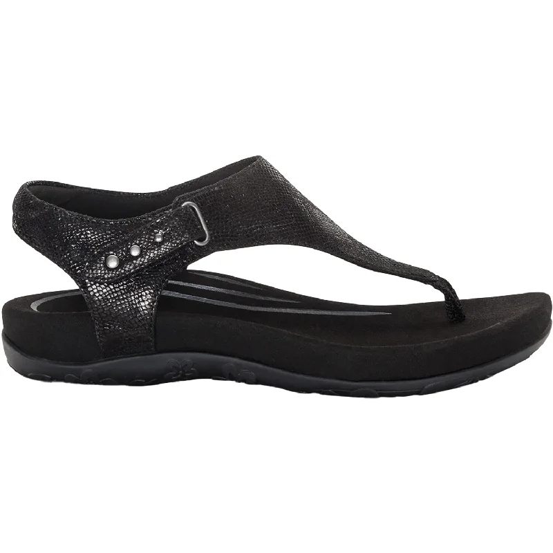 Men's sandals with a stretchy strap for a better fitWomen's Aetrex Ellie Black Textured Synthetic