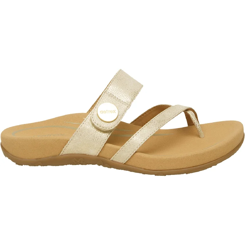 Men's sandals with a buckle closureWomen's Aetrex Izzy Light Gold Synthetic