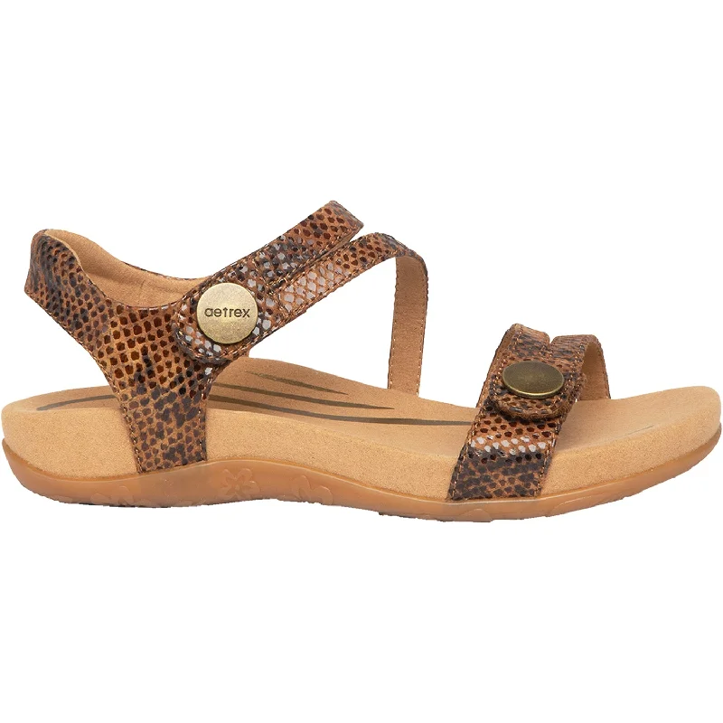 Men's sandals with a removable insole for cleaningWomen's Aetrex Jess Brown Snake Synthetic