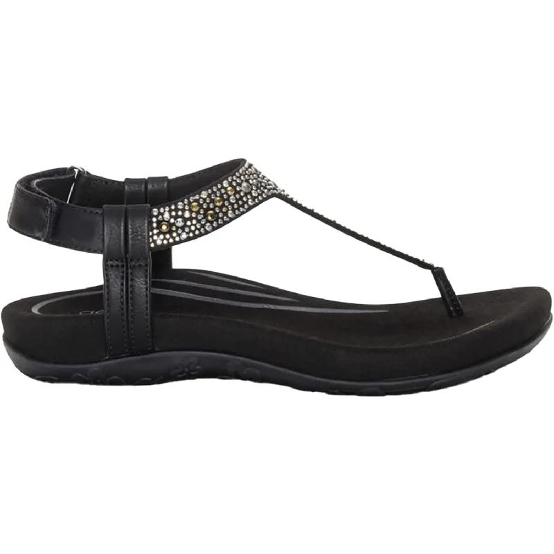 Men's sandals with a contrast stitching detailWomen's Aetrex Marni Black With Embellishments Synthetic