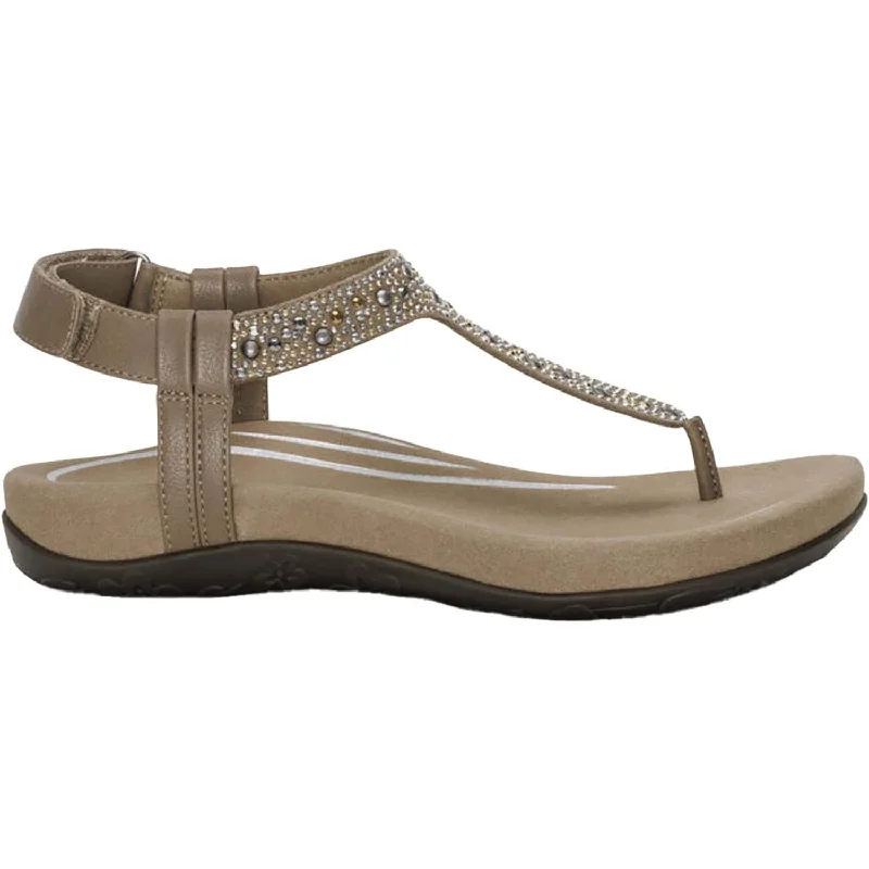 Men's sandals with a removable insole for cleaningWomen's Aetrex Marni Taupe With Embellishments Synthetic