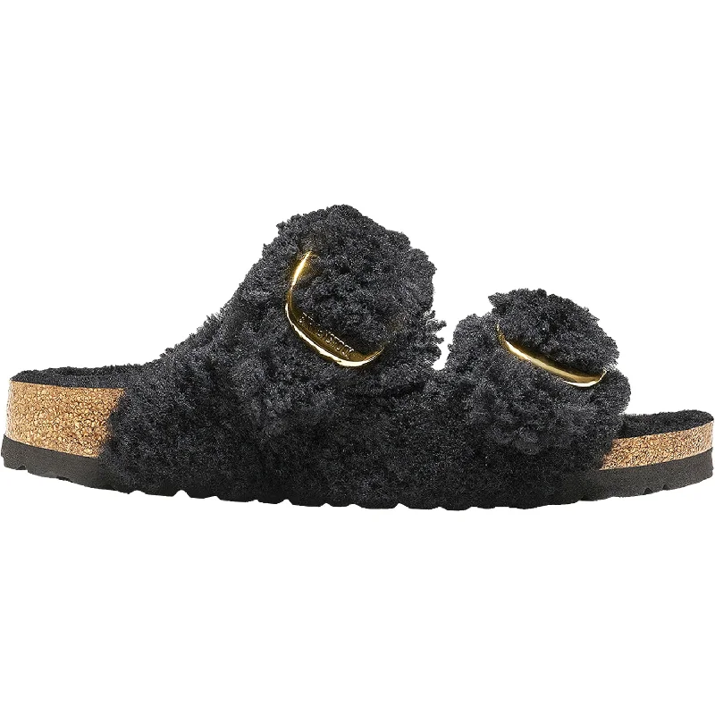 Men's leather sandals with an adjustable strapWomen's Birkenstock Arizona Big Buckle Shearling Teddy Black/Gold