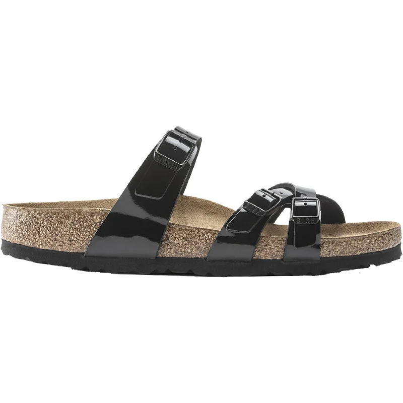 Men's sandals with a flexible sole for easy movementWomen's Birkenstock Franca Black Patent Leather