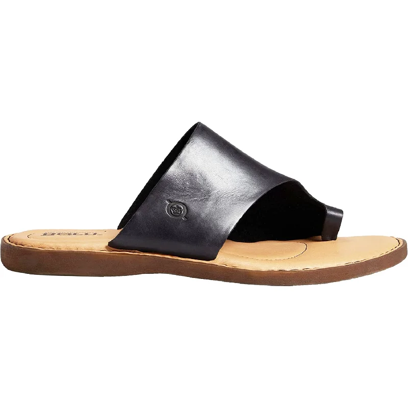 Men's sandals with a wide strap for supportWomen's Born Hinti Black Leather