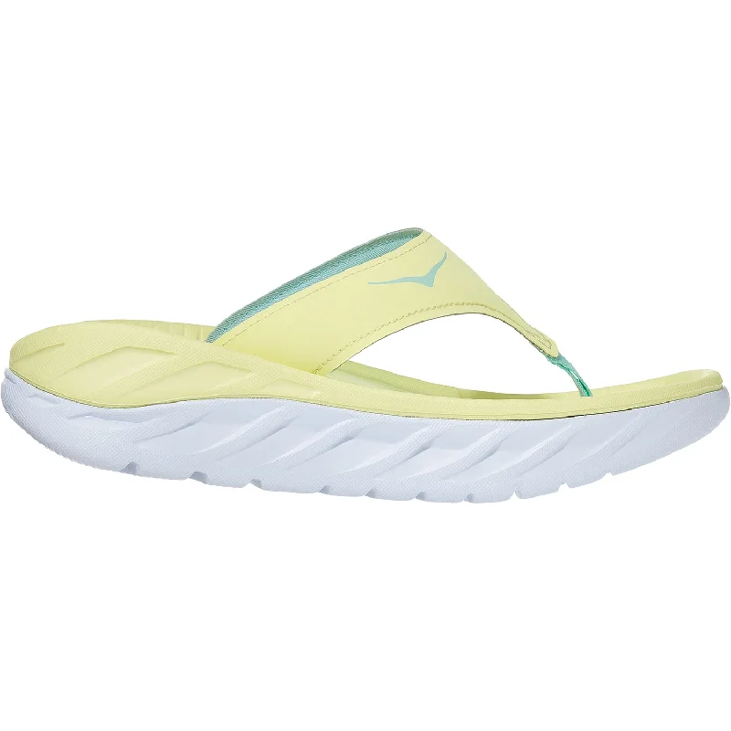 Men's sandals with a stretchy strap for a better fitWomen's Hoka One One Ora Recovery Flip Luminary Green/Blue Fabric