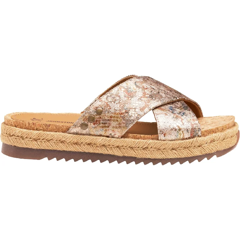 Men's sandals with a rubber sole for tractionWomen's Johnston & Murphy Michelle Cross Strap Rose Mosaic Metallic Leather