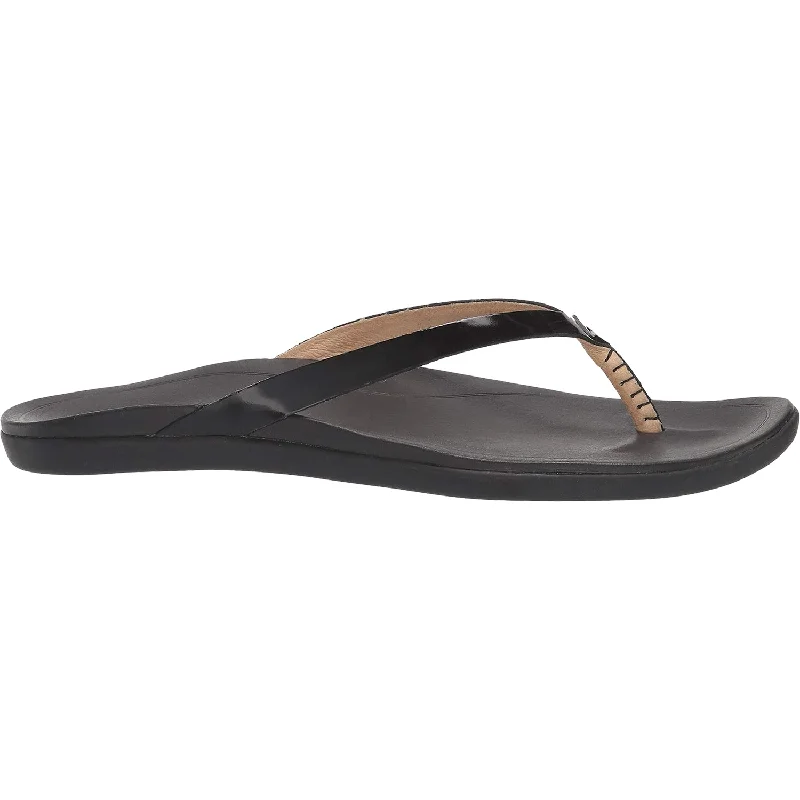 Men's sandals with a leather lining for comfortWomen's OluKai Ho'Opio Black Leather