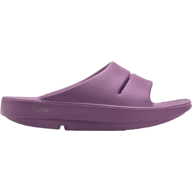 Men's sandals with a removable insole for cleaningWomen's OOFOS OOahh Plum Synthetic