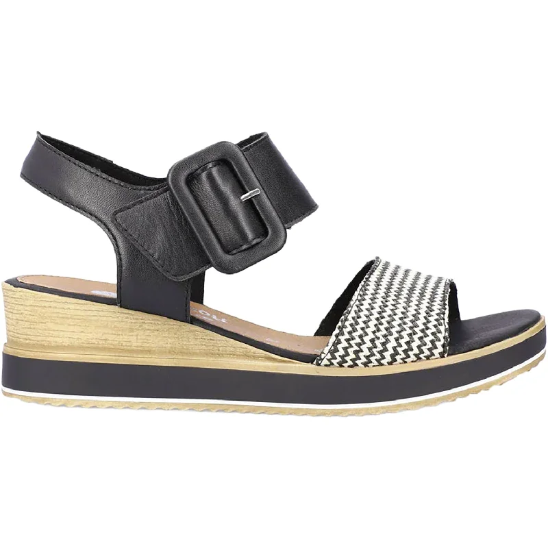 Men's sandals with a perforated leather upper for ventilationWomen's Remonte D6453-01 Jerilyn 53 Schwarz/Crema/Schwarz Leather