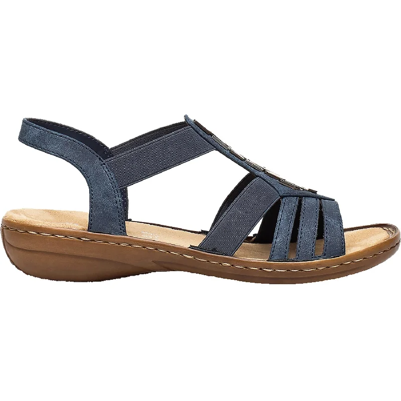 Men's sandals with a toe post designWomen's Rieker 60800-14 Regina 00 Baltik Navy Synthetic