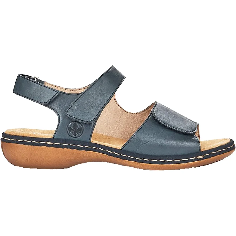 Men's sandals with a perforated leather upper for ventilationWomen's Rieker 659G0-14 Regina G0 Navy Leather