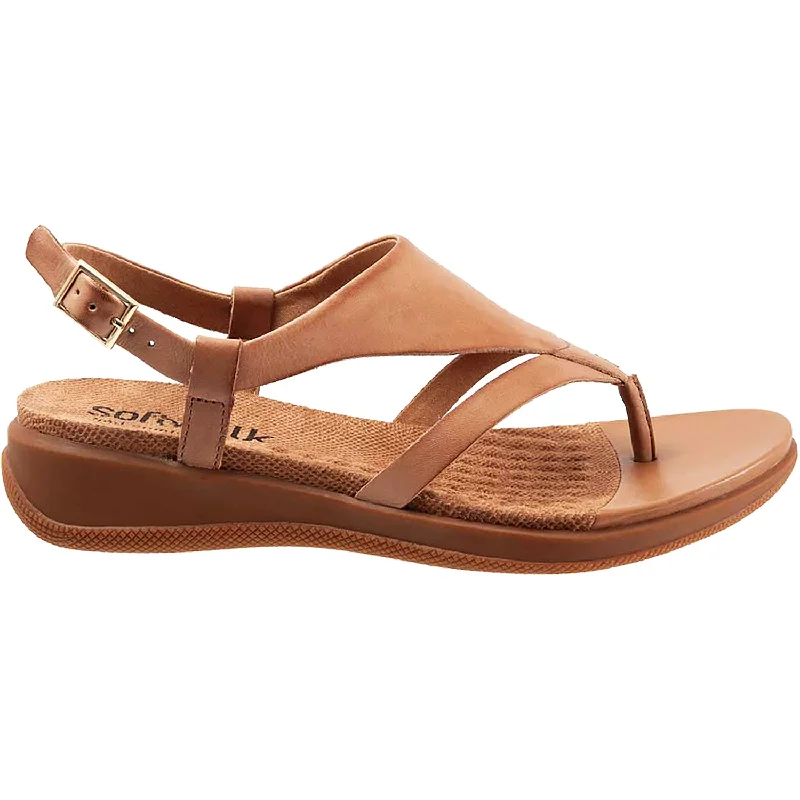 Men's sandals with a perforated leather upper for ventilationWomen's SoftWalk Temara Tan Leather