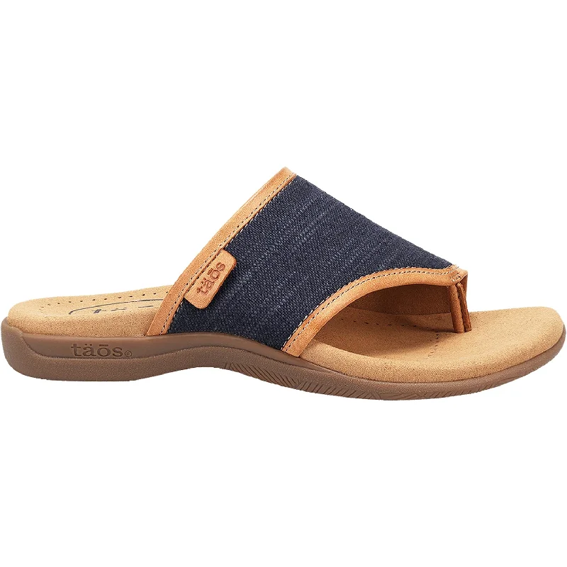 Men's sandals with a contrast stitching detailWomen's Taos Boundary Navy Hemp/Leather