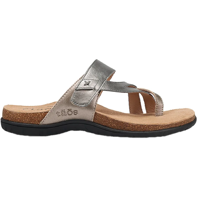 Men's sandals with a rubber sole for tractionWomen's Taos Perfect Grey/Champagne Metallic Leather