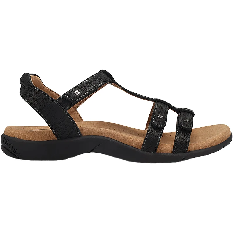 Men's sandals with a flexible sole for easy movementWomen's Taos Trophy 2 Black Emboss Leather