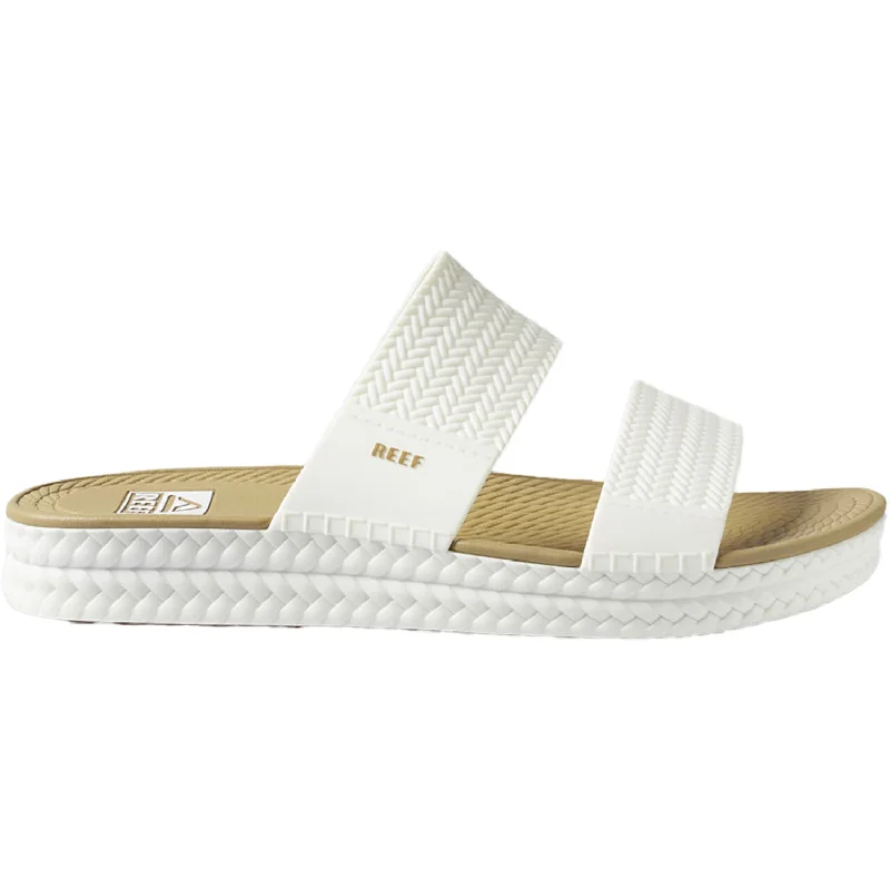 Men's sandals with a toe post designWomen's Reef Water Vista Slide White/Tan Synthetic