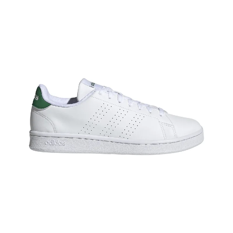 Men's tennis sneakers with a non - slip outsoleADIDAS MEN'S ADVANTAGE WHITE/GREEN SHOE