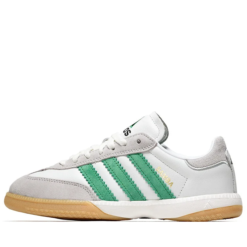 Men's navy blue suede sneakers with gold - toned eyeletsAdidas Samba Millennium - Cloud White/Green