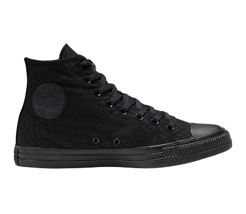 Men's leather - and - mesh combination sneakers for style and functionCONVERSE MEN'S CHUCK TAYLOR ALL STAR HIGH TOP TRIPLE BLACK SHOE