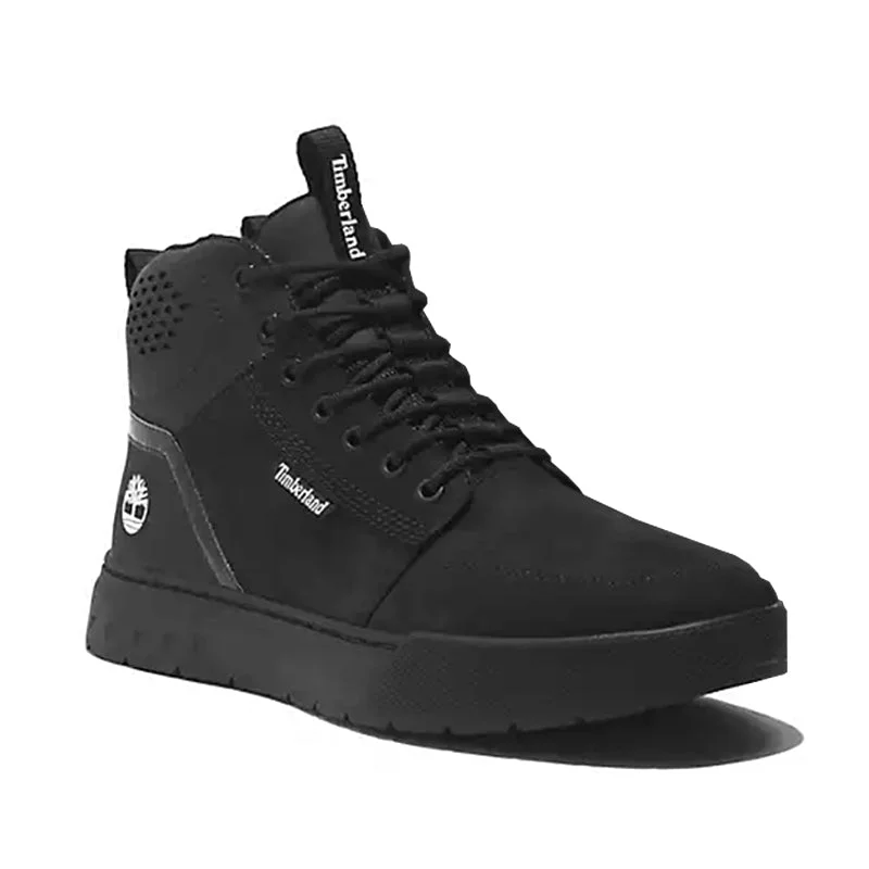 Men's navy blue suede sneakers with gold - toned eyeletsMen's Maple Grove Sport Mid Black Nubuck