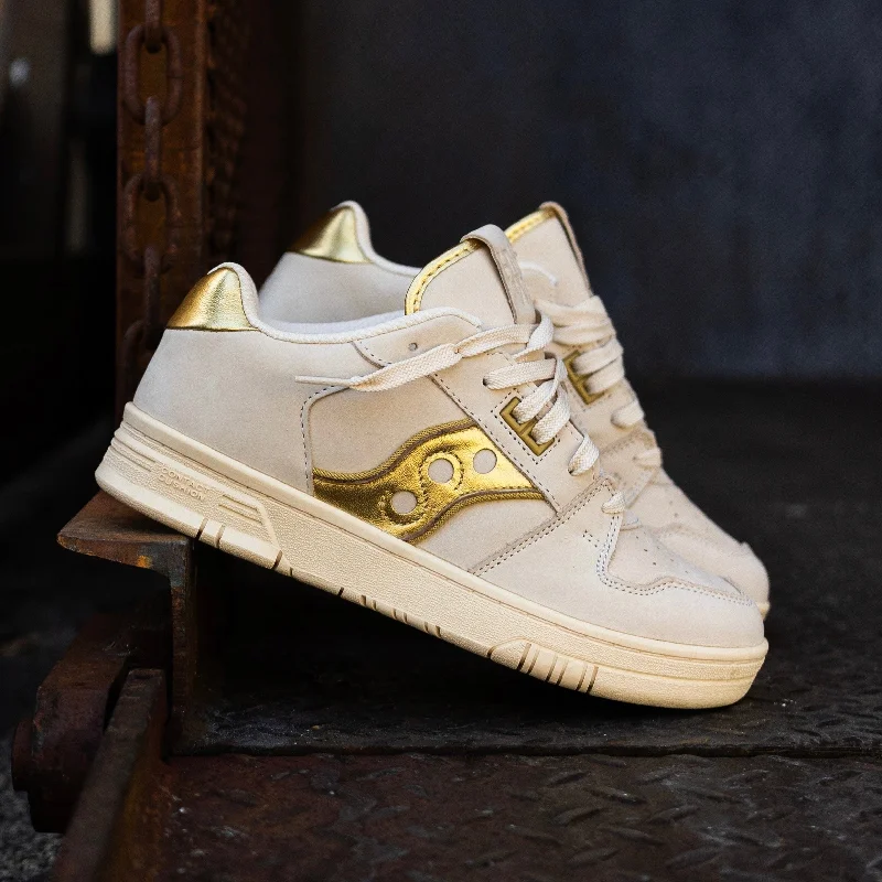 Men's adjustable - strap sneakers for a customized fitMens Saucony x Trinidad James Hommewrk Sonic Low 'COACH’S SHOE' (Cream/Gold)