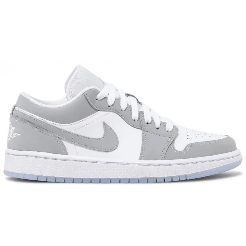 Men's wide - width sneakers for a comfortable fitWomen’s Nike Air Jordan 1 Low ‘White/Wolf Grey-Aluminum’ (Wolf Grey)