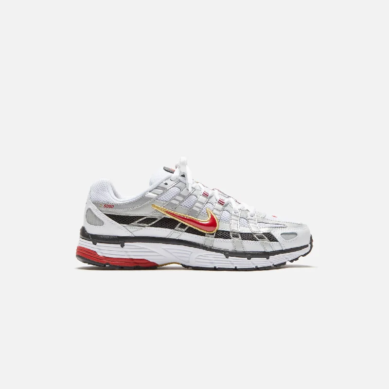 Men's track - and - field sneakers with a spike - compatible soleNike P-6000 - White / Varsity Red / Metallic Platinum