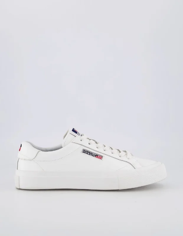 Men's track - and - field sneakers with a spike - compatible soleRUSSELL ATHLETIC MEN'S SAN DIEGO COURT WHITE SHOES