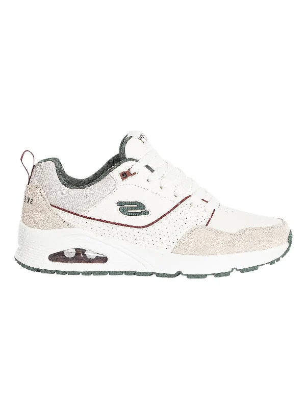 Men's vegan leather sneakers for an eco - friendly optionSKECHERS MEN'S UNO RETRO WHITE SNEAKER SHOES