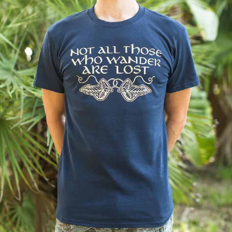 Men's navy blue suede sneakers with gold - toned eyeletsNot All Those Who Wander Are Lost T-Shirt (Mens)