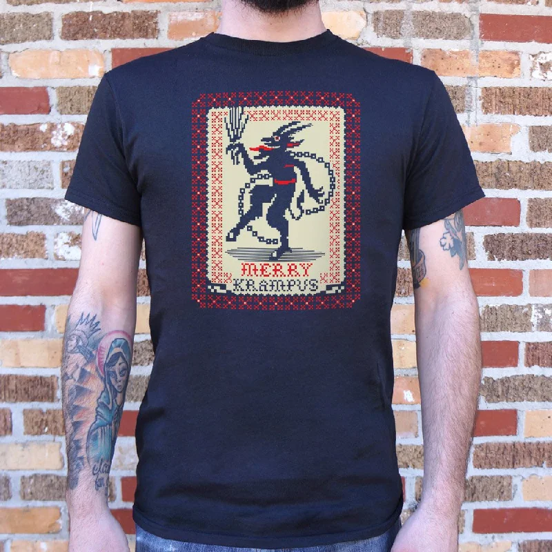 Men's navy blue suede sneakers with gold - toned eyeletsMerry Krampus T-Shirt (Mens)