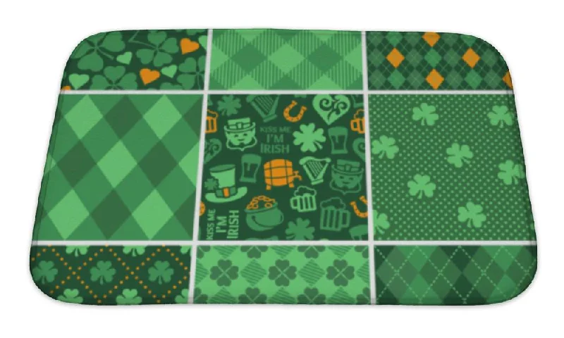 Men's casual leather sneakers with a distressed finishBath Mat, Set Of St Patricks Day Patterns