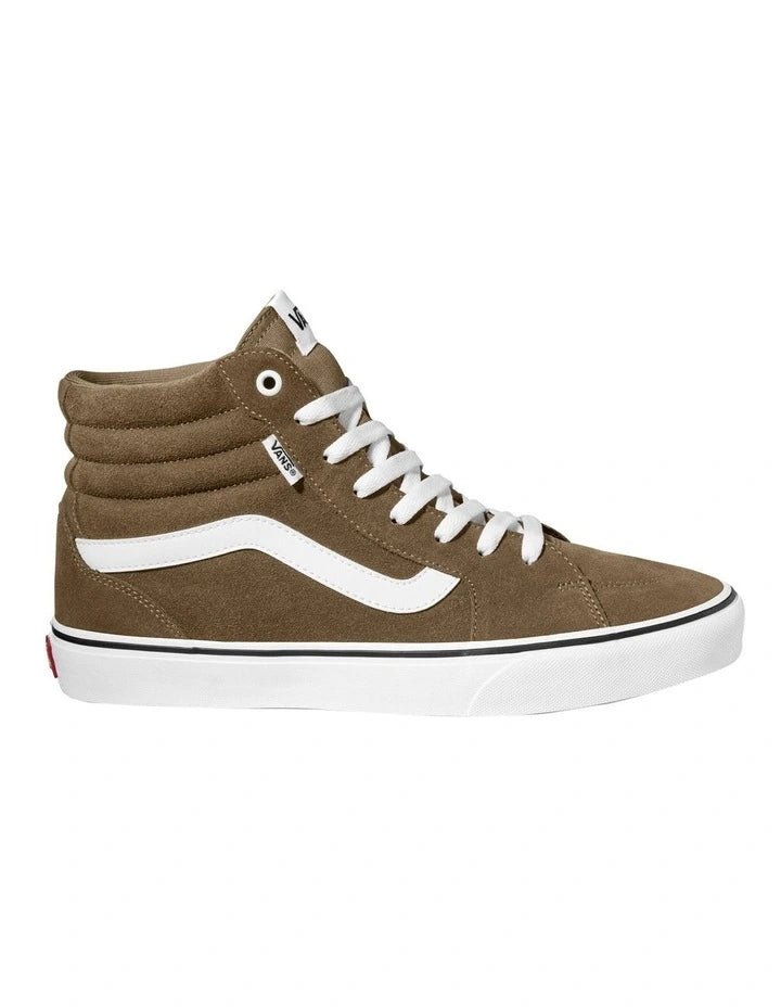 Men's fashion - forward sneakers with a unique tongue designVANS MEN'S FILMORE HIGH SUEDE OLIVE SHOES