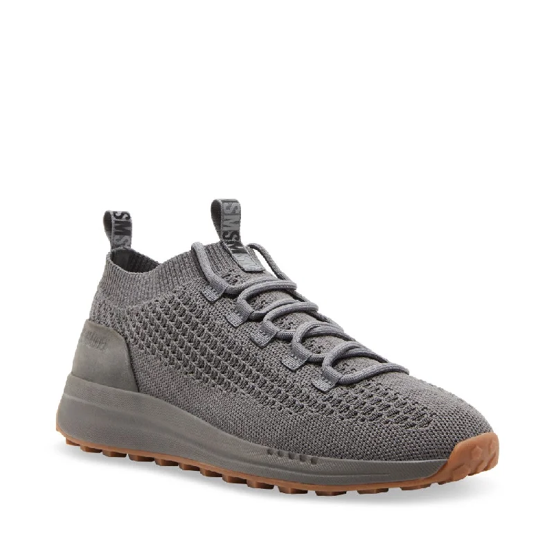 Men's high - top leather sneakers with a zip - up sideVOLDON GREY