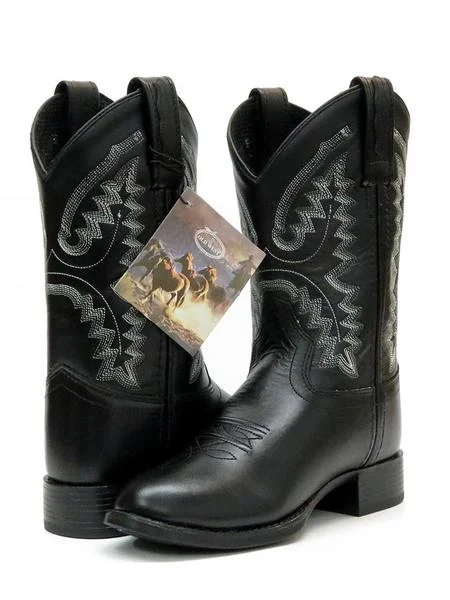 Men's western boots with a leather - wrapped heel and a smooth finishToddler - 1910 Fancy Stitched Round Toe