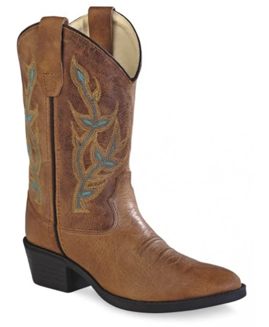 Men's genuine leather western boots with a snake - skin inlayYouth - 8122 Old West