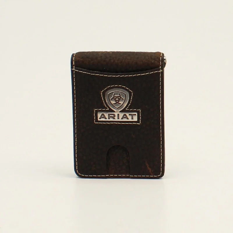 Men's western boots with a suede shaft and a leather soleAriat Logo Brown Money Clip