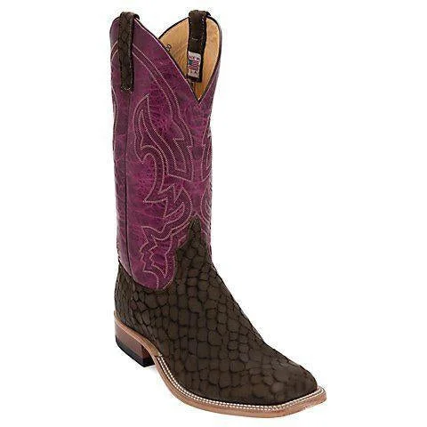 Vintage - style men's western boots with a square toe and spur ledgeAnderson Bean Men's Monster Dark Loch Ness Lava/Wine Boots