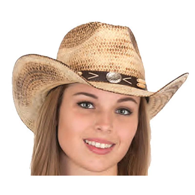 Men's western boots with a traditional western boot silhouette and a polished shineJacobson Antique Brown Toyo Cowboy Hat