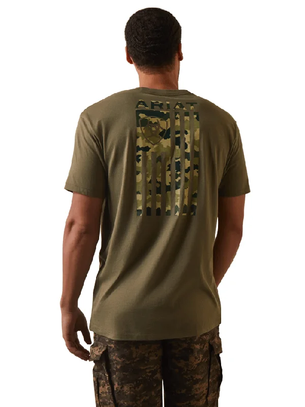 Men's western boots with a concho - studded strap and a pointed toeAriat 10044779 Mens Tonal Camo Flag T-Shirt Military Heather