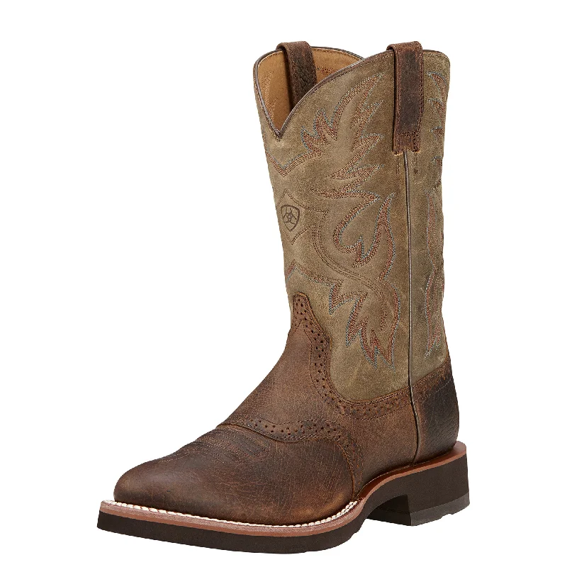 Men's western boots in a rich brown or black leatherAriat Heritage Crepe (Earth)